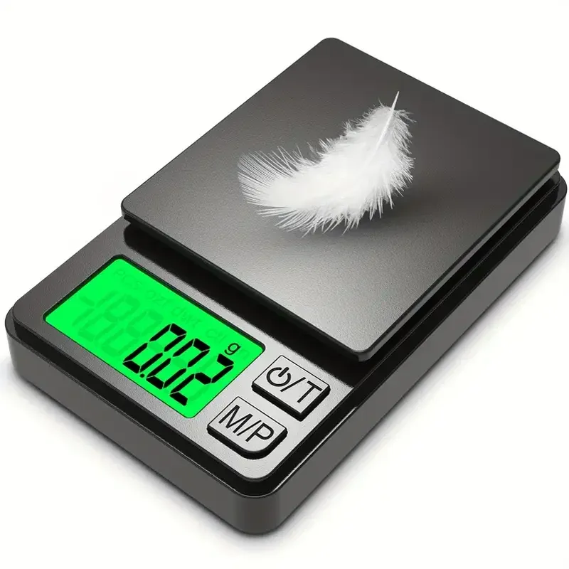 Präzisions-Taschenwaage 1000 g x 0,01 g – digitale Gramm-, Lebensmittel-, Schmuck-, Unzen-/Getreidewaage mit hintergrundbeleuchtetem LCD – Miniwaage für Reisen