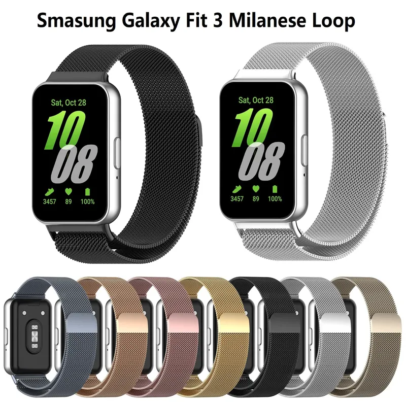 Milanaise-Loop-Armband für Samsung Galaxy Fit 3-Band, Edelstahl-Gürtel, Armband, Correa, magnetisches Galaxy Fit3-Armband, Zubehör