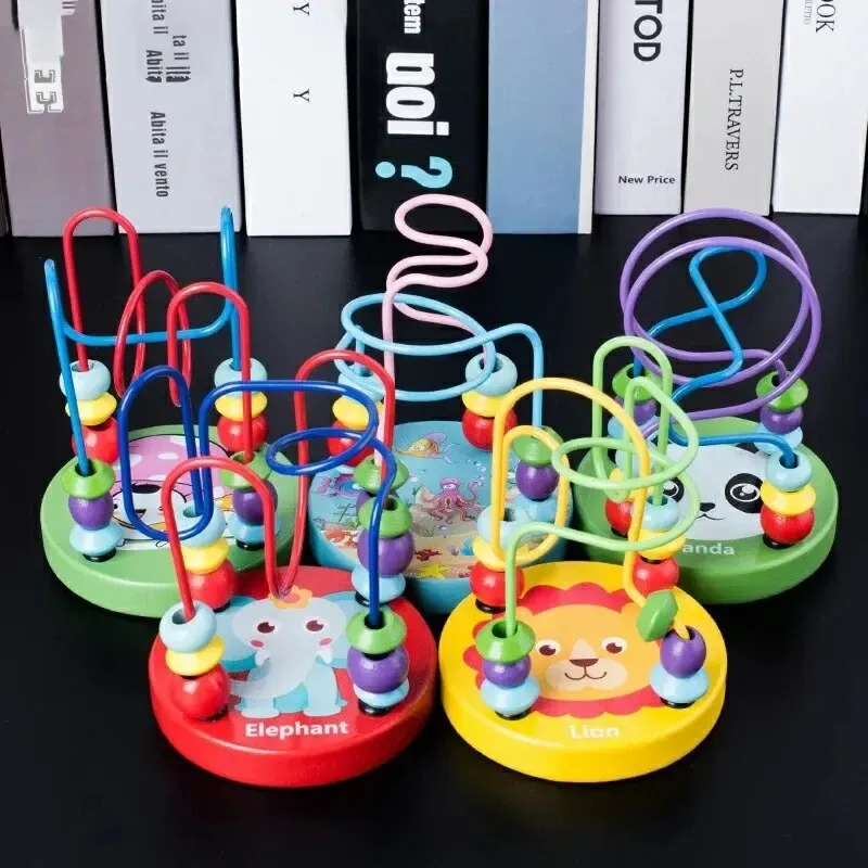 Buntes hölzernes Achterbahn-pädagogisches Kreis spielzeug für Vorschul lernen perlen labyrinths pielzeug perfektes Geschenk für kleine Kinder