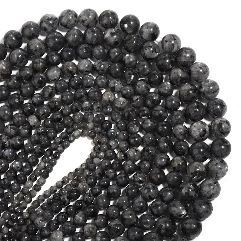 Labradorit Larvikit Natursteinperlen schwarz rund lose für Schmuck DIY Herstellung Armband Zubehör 15" 4/6/8/10/12mm