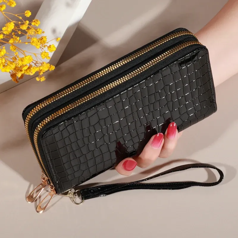 Schicke Vintage-Doppelschicht-Clutch-Geldbörse – Münzgeldbörse und Armband mit Retro-Reißverschluss – modisches Damen-Accessoire mit sicherem Stauraum