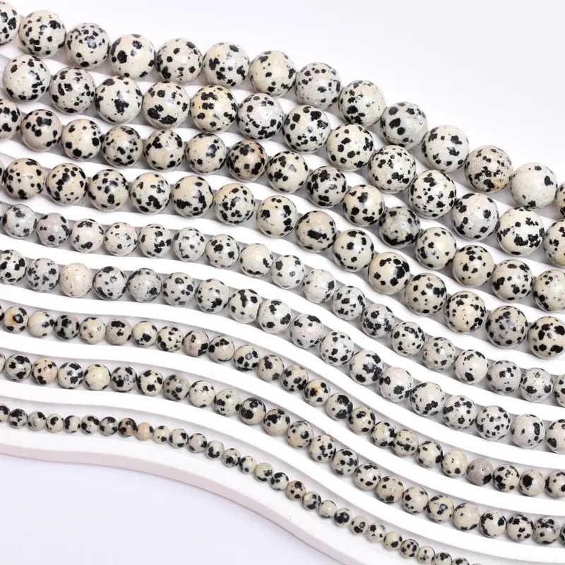 40-15 teile/beutel 4mm/6mm/8mm/10mm/12mm Naturstein Runde Lose Dalmatiner Jaspis Perle für Schmuck Machen DIY Armband