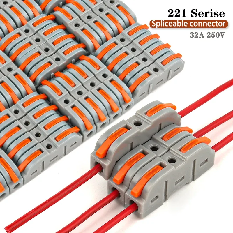 Hebel-Verkabelungsstecker, schnelles, kompaktes Spleißen, elektrischer Steckverbinder, Stoßklemme, 1 bis 1, Inline-Drahtverbinder, Anschluss 28–12 AWG
