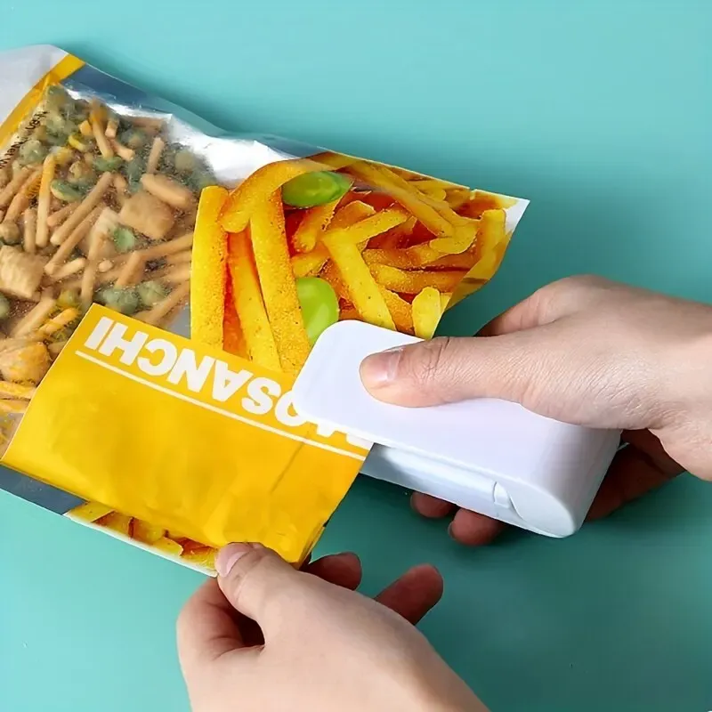 1pc Tragbare Tasche Heißsiegelgerät Kunststoff Paket Lagerung Tasche Weiß Mini Hause Abdichtung Clip Lebensmittel Snack Obst Frisch Halten Gadgets
