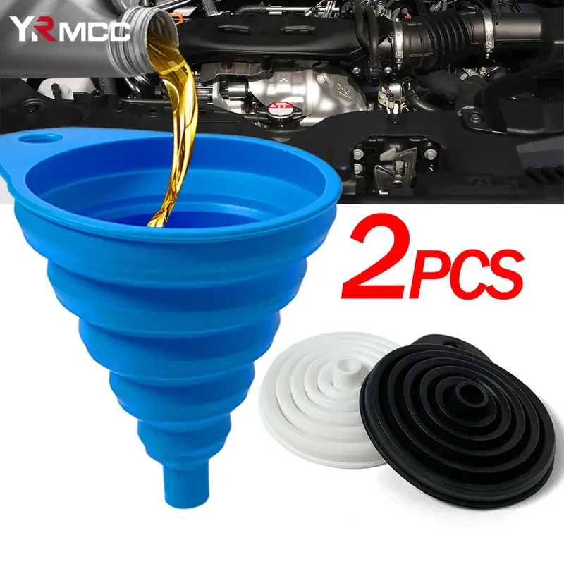 2Pcs Faltbare Auto Motor Trichter Silikon Flüssigkeit Trichter Waschmaschine Motor Öl Benzin Ändern Werkzeuge für Motorrad Auto Zubehör