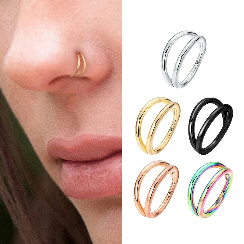 Nasenringe Creolen Doppel Septum Ringe Knorpel Creolen Piercing Nariz Offene gestapelte Creolen Nasenringe für Frauen und Männer Geschenk