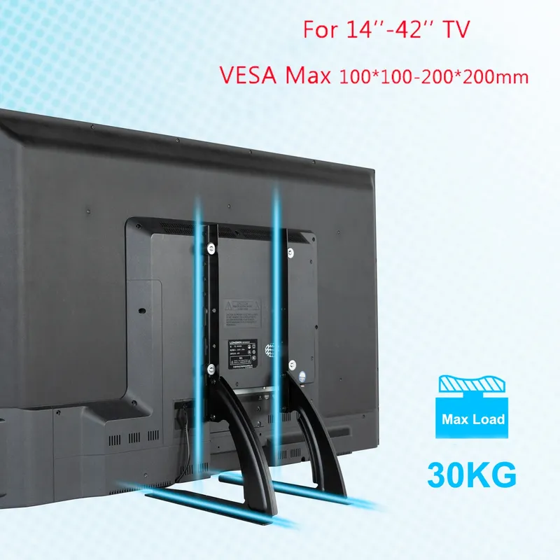 Universelle TV-Ständerbeine, TV-Füße für LCD-/LED-/OLED-/Plasma-Fernseher, Tisch-TV-Ständer, Sockel-Riser für flache und gebogene Bildschirme