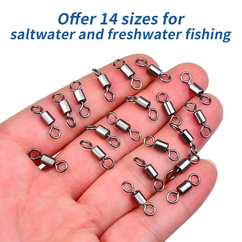 50Pcs Lager Wirbel Angeln Stecker Edelstahl Karpfen Snap Angelhaken Locken Solide Ring Wirbel Tackle Angeln Zubehör