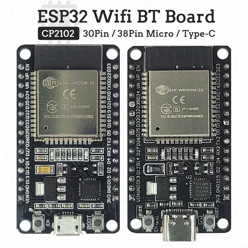 ESP32 Entwicklungsboard 2,4G WIFI Bluetooth Modul 30Pin 38Pin CP2102 Micro Typ-C Ultra-geringer Stromverbrauch Dual Core ESP-32