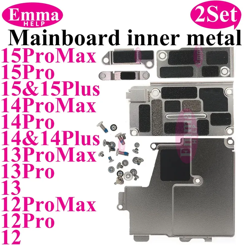 2Set Innere Metall Abdeckung Platte Mainboard innere Eisen mit Schrauben Für iPhone 13 12 15 Pro Max 14 Plus halterung Halter Schraube Teile