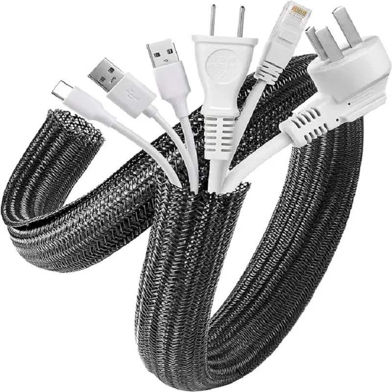 1M 3M 5M geflochtene Kabelhülse PET Nylon Wrapping Kabelgehäuse Kabelhülsen Draht für Schreibtisch PC TV Drahtschutz Kabelwickelabdeckung