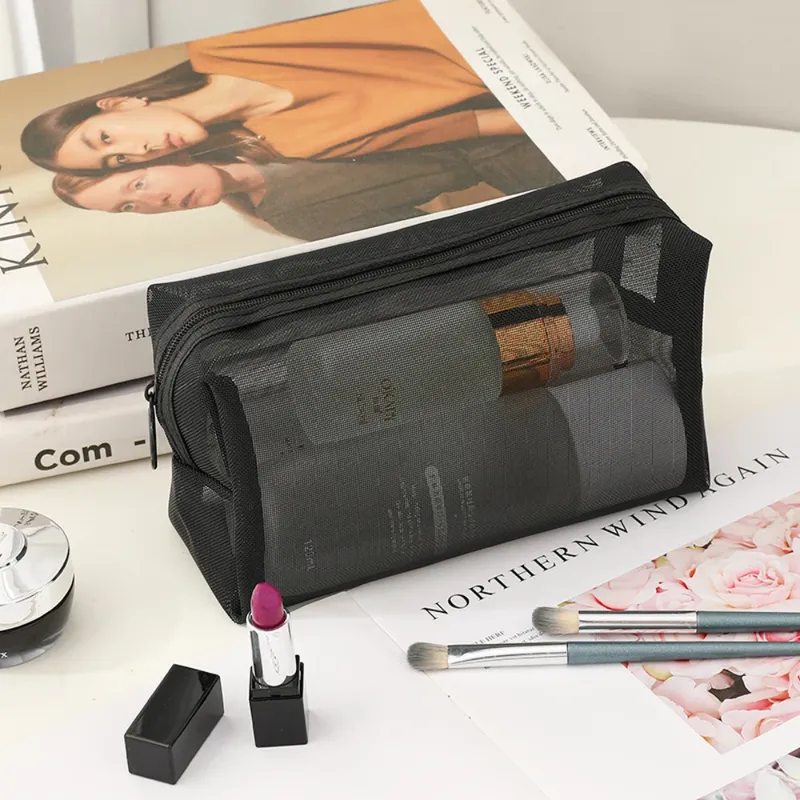 Kosmetik tasche transparent wasch bar faltbar Kultur beutel atmungsaktiv große Kapazität Aufbewahrung snetz Reise Reiß verschluss Make-up Tasche für die Reise