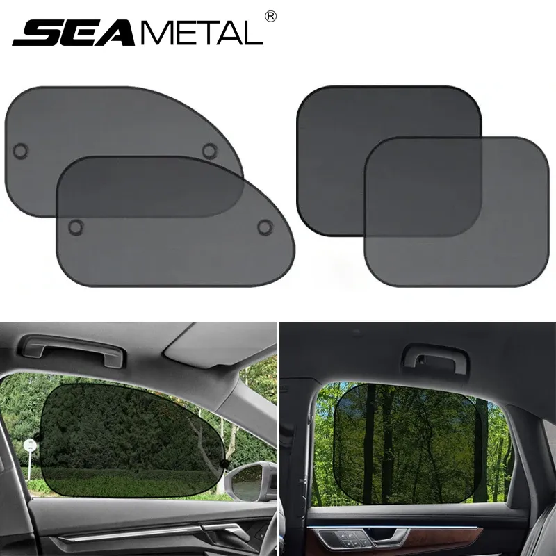 SEAMETAL Auto Sonnenschutz Seitenfenster Vorhang Vorne Hinten Fenster Sonnenschirm Sommer UV Blockieren Saugnapf Auto Sonnenschutz Vorhänge