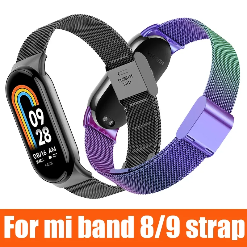 Metallarmband für Xiaomi Mi Band 8 9 MIlan Handgelenk Metallarmband Schraubenlos Edelstahl für Mi Band 9 8Strap-Armbänder Pulseira