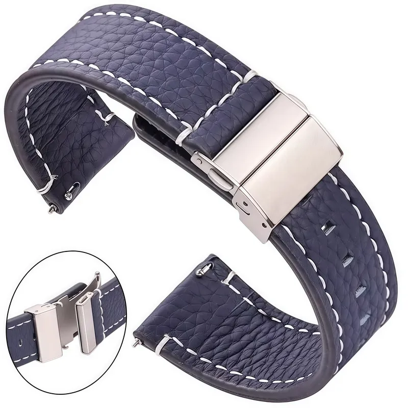 Echtleder-Uhrenarmbänder für Samsung Galaxy Watch 3 4 5 Armband Damen Herren 18 mm 20 mm 22 mm 24 mm Handgelenkband Faltschließe
