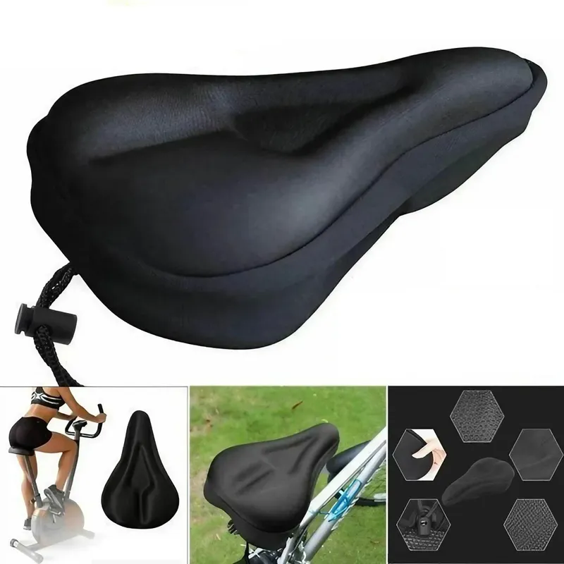 Fahrradsattel 3D Fahrradsitzbezug gepolstert breites Gel Soft Pad Heimtrainer Sitzkissen breiter Schaumstoff Mountainbike Sitzkissen