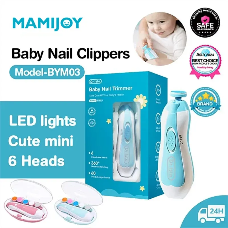 MAMIJOY Elektrischer Baby-Nagelknipser, LED-Licht, Baby-Nagelschneider, Babypflege-Set, 4-Gang-Geschwindigkeitseinstellung, mit geringem Geräuschpegel