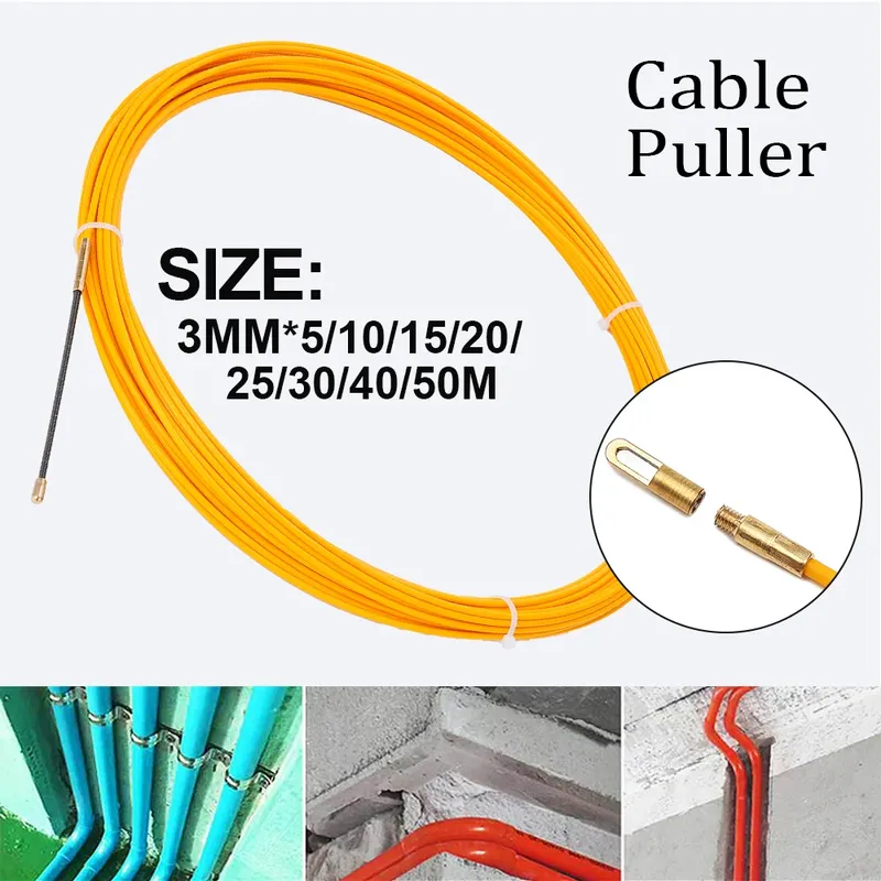 3mm 5M-50M Fiberglas Kabel Abzieher Elektriker Band Leitung Führung Wand Draht Einfädler Fisch Guide Elektriker schieben Band
