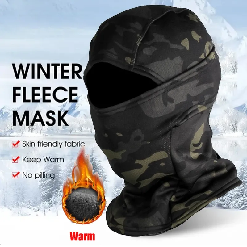 Winter Fleece warme Tarnung Sturmhaube im Freien kälte beständig Ski Radfahren Voll gesichts maske Motorrad maske Helm futter