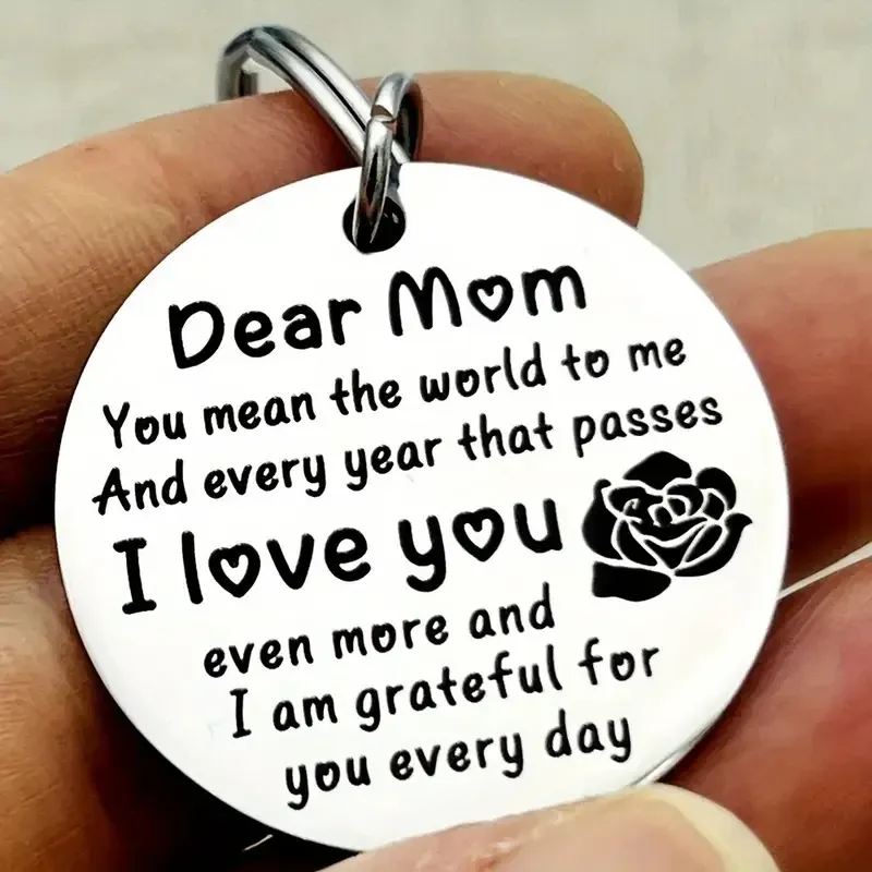 Schlüsselanhänger „Dear Mom I Love You“ aus Edelstahl – perfektes Geschenk zum Muttertag, Geburtstag, Weihnachten, Thanksgiving