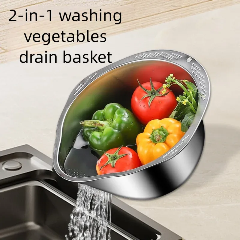 Reisscheibe, Sieb, Schüssel, Edelstahl 304, Reiswaschschüssel, Reissieb, Sieb, Obst- und Gemüsesieb, Küchenutensilien
