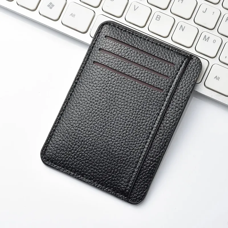 1Pc Neue Ultra-dünne Weiche Brieftasche PU Leder Mini Kreditkarte Brieftasche Candy Farbe Bank Kreditkarte Box Weiblich männlich Visitenkarte Set