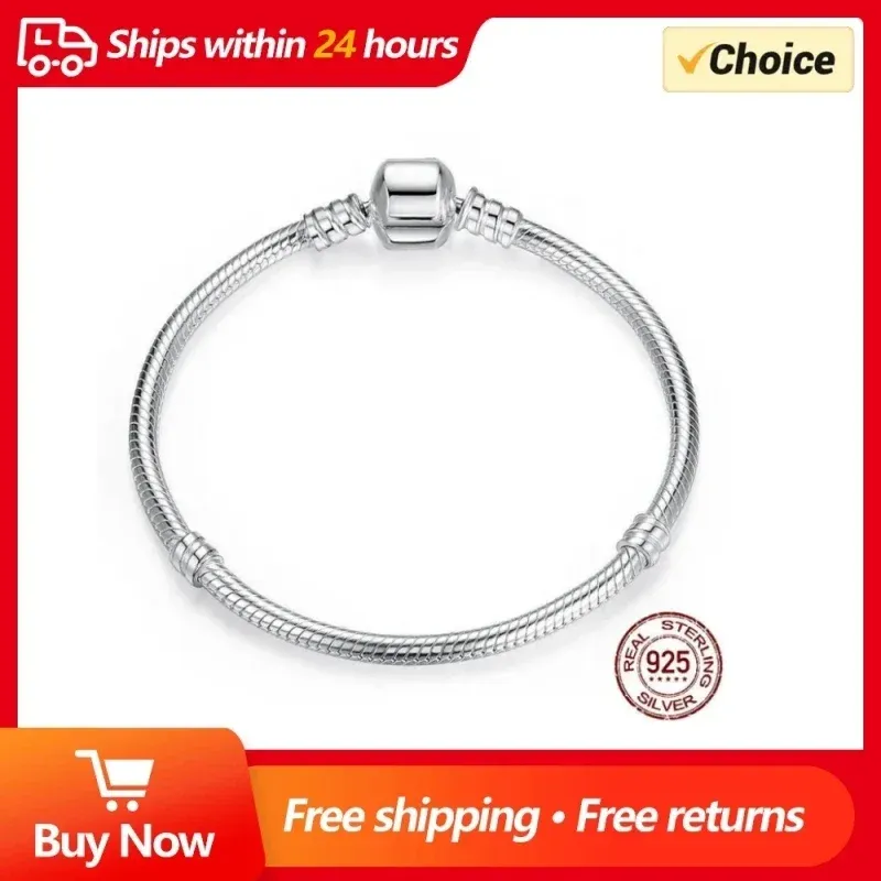 Top Sale authentische Sterling Silber 3mm Schlangen kette Armreif & Armband für Frauen Luxus Armreif Schmuck 16-23cm