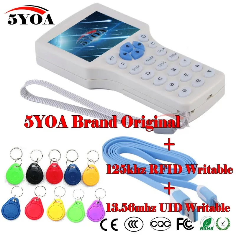 Englisch 10-Frequenz-RFID-Kopierer ID IC Reader Writer Kopie M1 13,56 MHz verschlüsselter Duplikator Programmierer USB NFC UID Tag Key Card