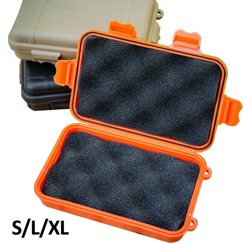 S/L/XL Größe Outdoor Kunststoff Wasserdicht Versiegelt Überleben Box Container Camping Outdoor Reise Lagerung Box Angelgerät Tasche