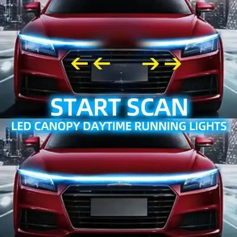 1pc Dynamische meteor Led Auto Haube Lichter Streifen Universal Motorhaube Guide Dekorative Licht Bar Auto Scheinwerfer Auto Lauflicht