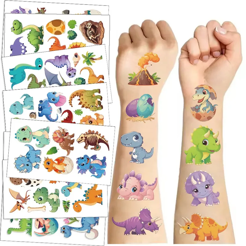 10 Blatt Dinosaurier Tattoo Aufkleber Temporäre Fake Tattoo Arm Hände Körper Wasserdichte Tatouages Pour Kinder Spielzeug Geschenk
