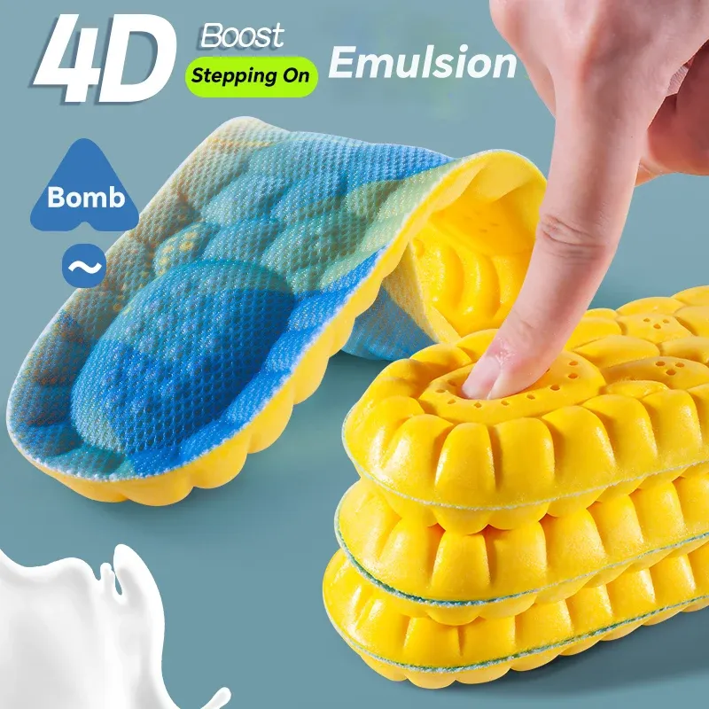 4D Cloud Technology Sport-Einlegesohlen für Schuhe, PU-Sohle, weich, atmungsaktiv, Stoßdämpfung, Kissen, Laufen, orthopädische Pflege-Einlegesohlen