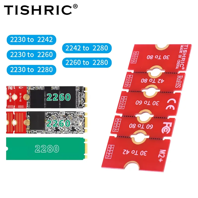 TISHRIC M.2 SSD-Verlängerungsadapter M2 Solid-State-Laufwerk 2230 2242 2260 auf 2280 Verlängerungshalterung Karte Riser Transfer Konvertieren