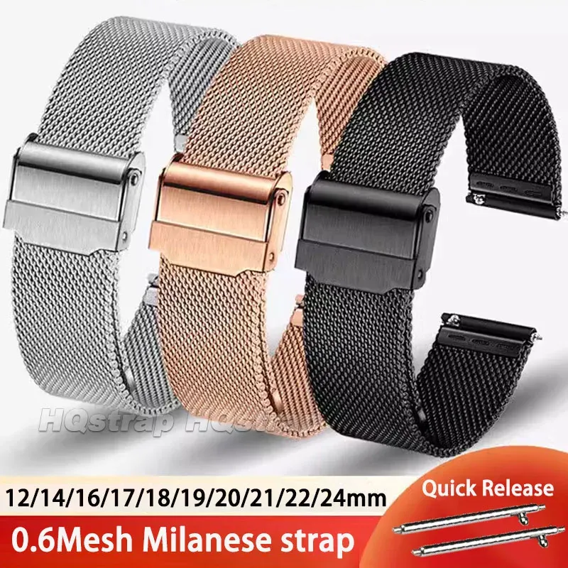 Universal Milanese Uhrenarmband 18mm 20mm 22mm 12mm 14mm 16mm 17mm 19mm 21mm 24mm Edelstahlarmband Band 0,6 Mesh Armband