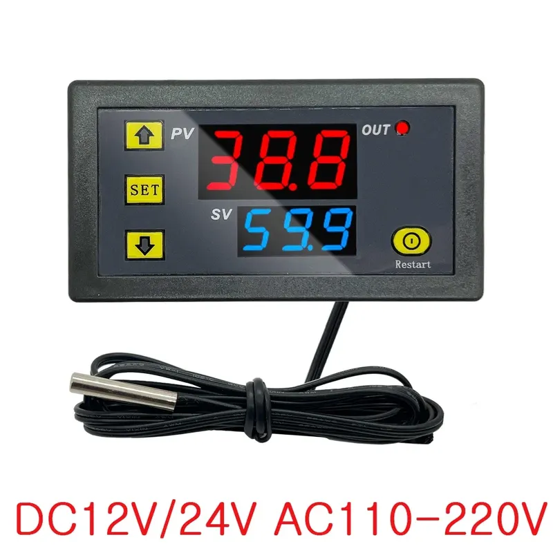DC 12V/24V AC110-220V Sondenlinie 20A Digitale Temperaturregelung LED-Anzeige Thermostat mit Wärmekühlungskontrollinstrument