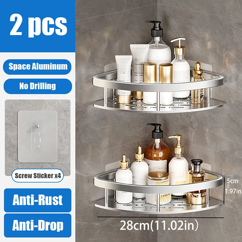 Eckregal für die Dusche Caddie Dusch-Organizer Eck-Duschablage ohne Bohren Rostfrei Badezimmer-Eckwandregal Shampoohalter