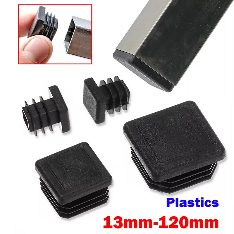 10/20 Stück quadratische Kunststoff-Innenstopfen 13 mm bis 120 mm Endkappen Blindstopfen Rohr/Kartonabschnitt Einsätze schwarz