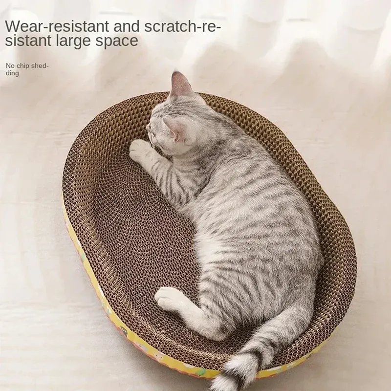 Katzenkratzbrett, schützt Möbel, Schleifklaue, Spielzeug, ovales Wellpappe, verschleißfestes Katzennest, Katzenzubehör