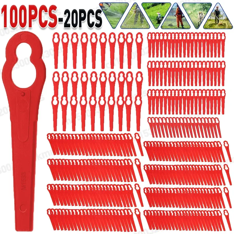 20-120 stücke Kunststoff Cutter Klingen Für Elektrische Cordless Gras Trimmer Strimmer Werkzeug Gras Trimmer Klingen Ersatz Garten Werkzeug