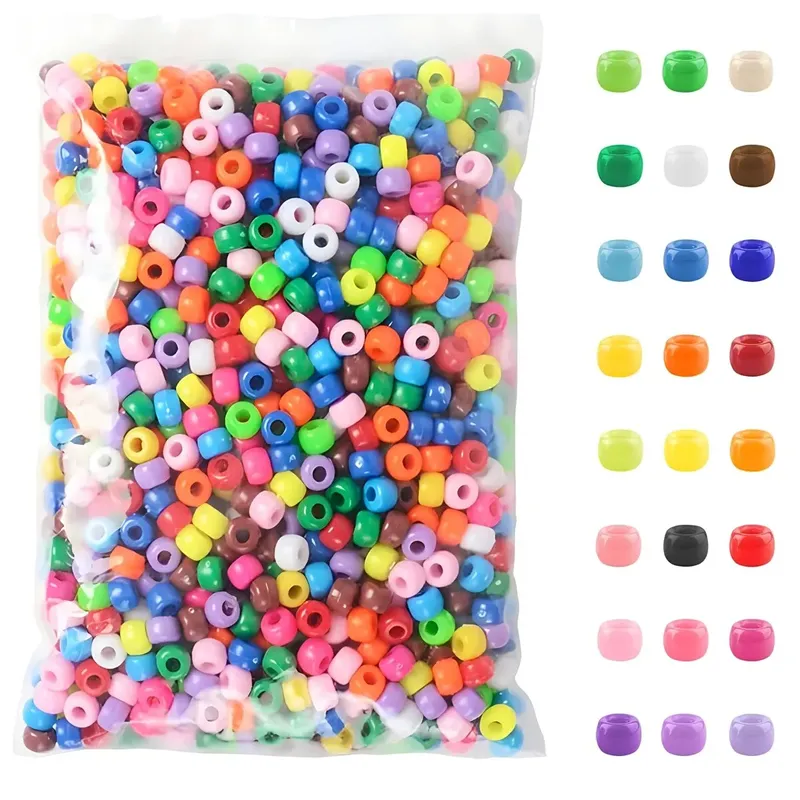 500 Stück Pony-Bonbons, bunte Kunststoffperlen für die Schmuckherstellung, DIY-Haarzöpfe, Armbänder, Halsketten, Kunsthandwerk, Kleinunternehmen