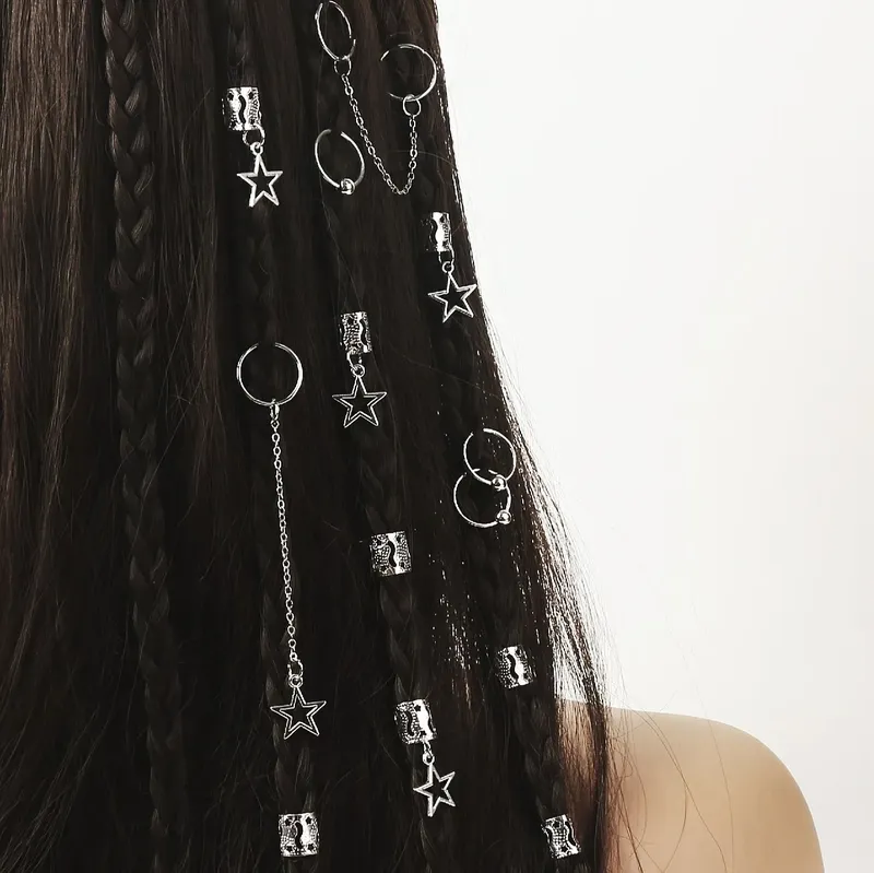 32 Stück Stern-Dreadlock-Haarzöpfe, Manschetten und Zopfdekorationen, Haar-Accessoires, Loc-Haarschmuck für Zöpfe für Frauen