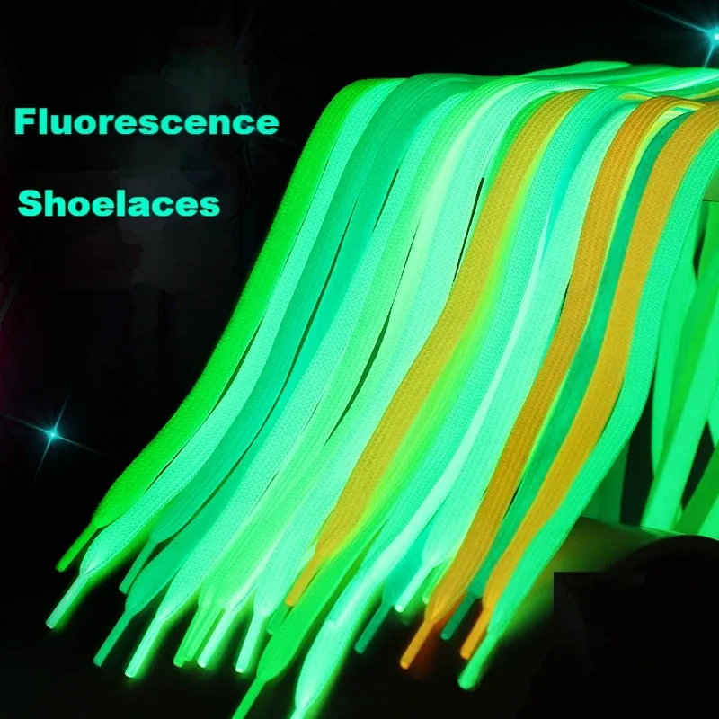 Leuchtende Schnürsenkel, flache Schnürsenkel, Sneakers, Elastin, Schnürsenkel, Farbe, fluoreszierende Schnürsenkel, 80/100/120/140 cm, Schuhzubehör, 1 Paar