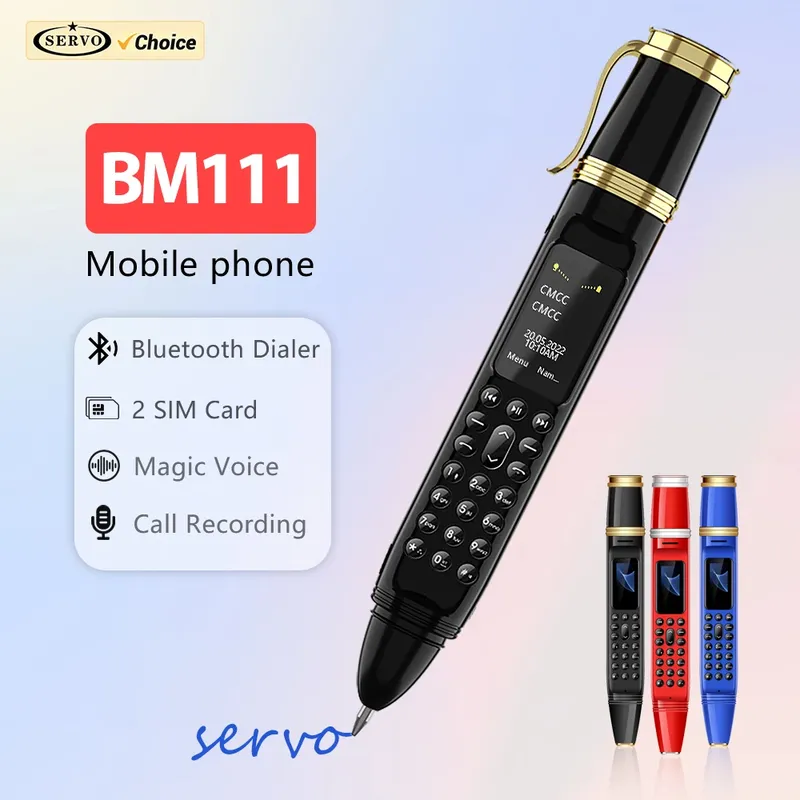 SERVO BM111 Stift Telefon Tragbarer Ventilator 3-in-1 Handy Dual SIM Bluetooth Zifferblatt Recorder Magic Voice Pen Stil Telefon Original