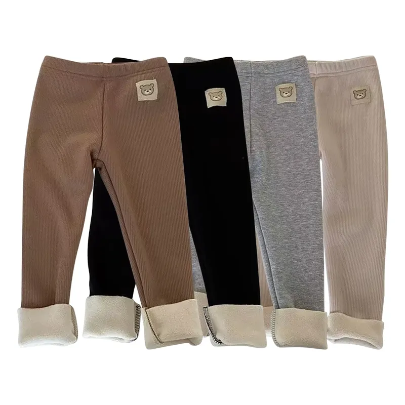 Neu eingetroffene Unisex-Plüsch-Wärmehose für Kinder mit Cartoon-Muster, ideal für Outdoor-Aktivitäten im Herbst und Winter, Kinderhose