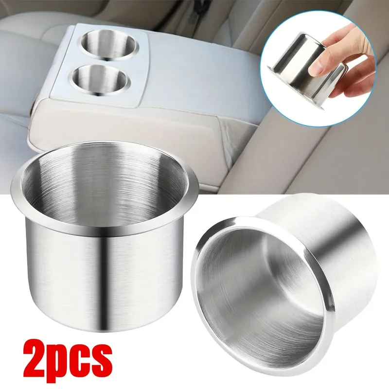 1/2 Stücke Universal Edelstahl Tasse Getränkehalter Silber für Auto Mittelkonsole Marine Boot RV Camper Auto Einsätze Couch