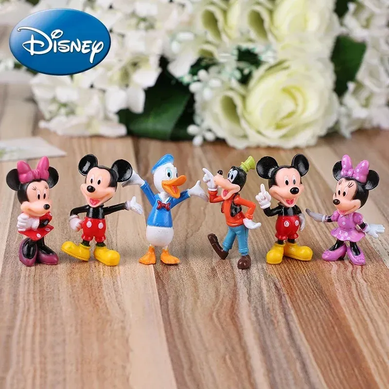 6 teile/satz Disney Mickey Maus Action-figuren Minnie Donald Duck PVC Kuchen Ornamente Sammlung Dekoration Kinder Spielzeug Geschenke