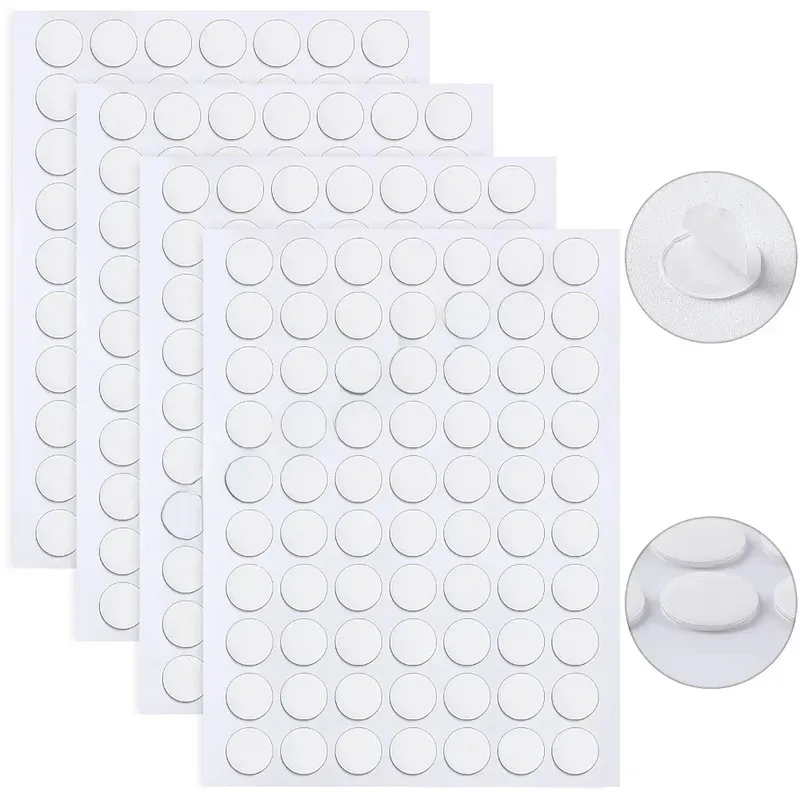 100 Stück 1/0,5 cm selbstklebende doppelseitige Klebeband-Aufkleber, abnehmbare, runde, klebrige Nägel, keine Spuren, kleine Aufkleber für Festival-Dekoration