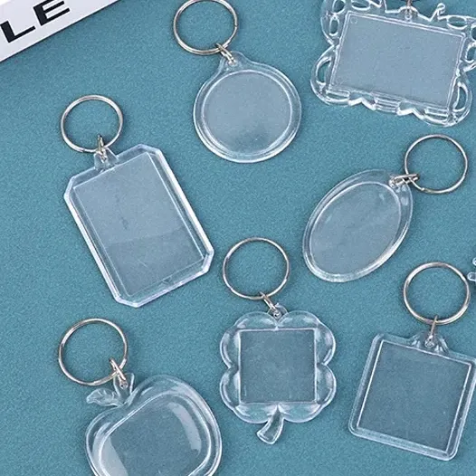5 stücke leere Foto rahmen Schlüssel bund klar Acryl Schlüssel ring Einsatz Foto Split Key Anhänger DIY Schlüssel halter Paar Jubiläums geschenke