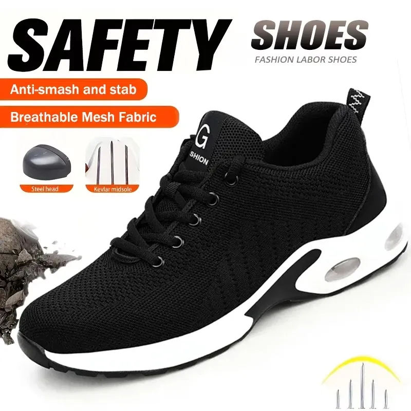 Sicherheitsschuhe mit Stahlkappe für Herren und Damen, Sicherheitsschutz, Arbeitsschuhe, leichte Sicherheitsstiefel, unzerstörbare Luftpolsterschuhe