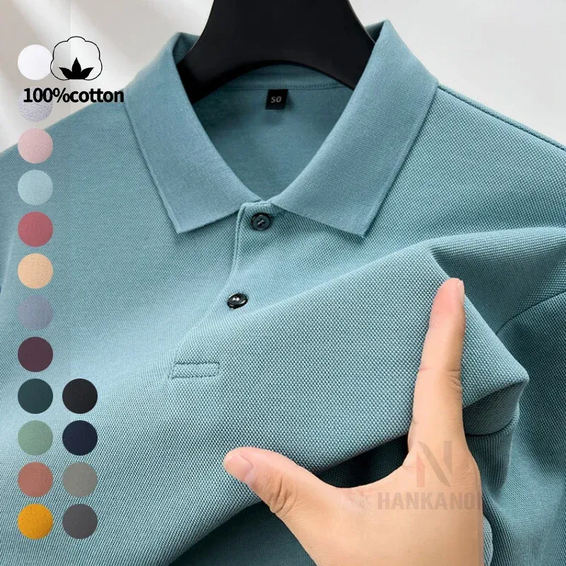 Strapazierfähiges Herren-Poloshirt aus 100 % Baumwolle, Herbst-Freizeit-Langarmshirt, atmungsaktives Revers-T-Shirt, 16 Farben, perfekt für Golf und Sport